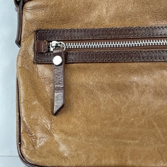 TANO Leather Crossbody Purse Shoulder Bag Small Brown Zip Closure Made In Italy - Picture 12 of 12